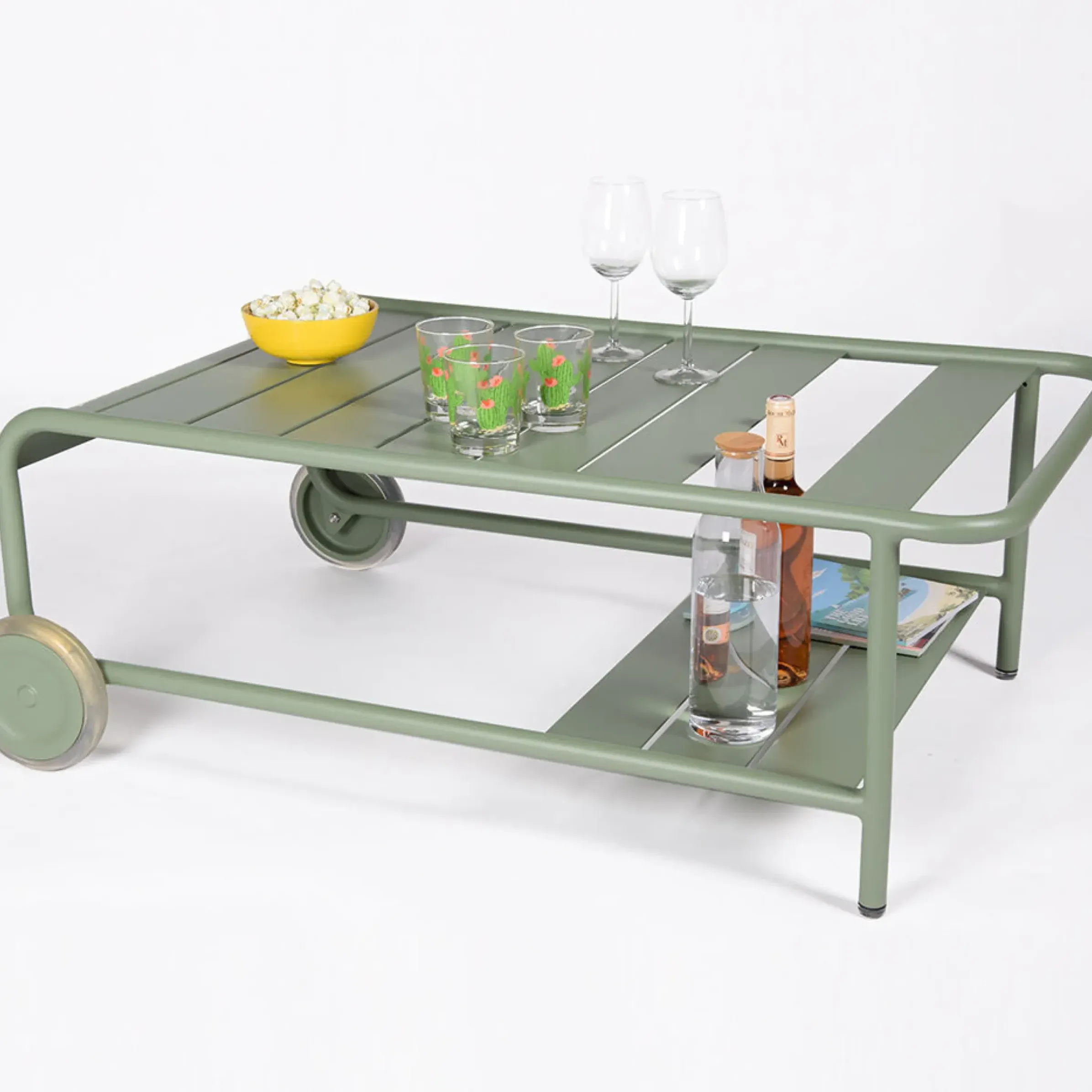 Table Basse Luxembourg Metal Vert / Avec Roues - 105 X 65 Cm - Fermob