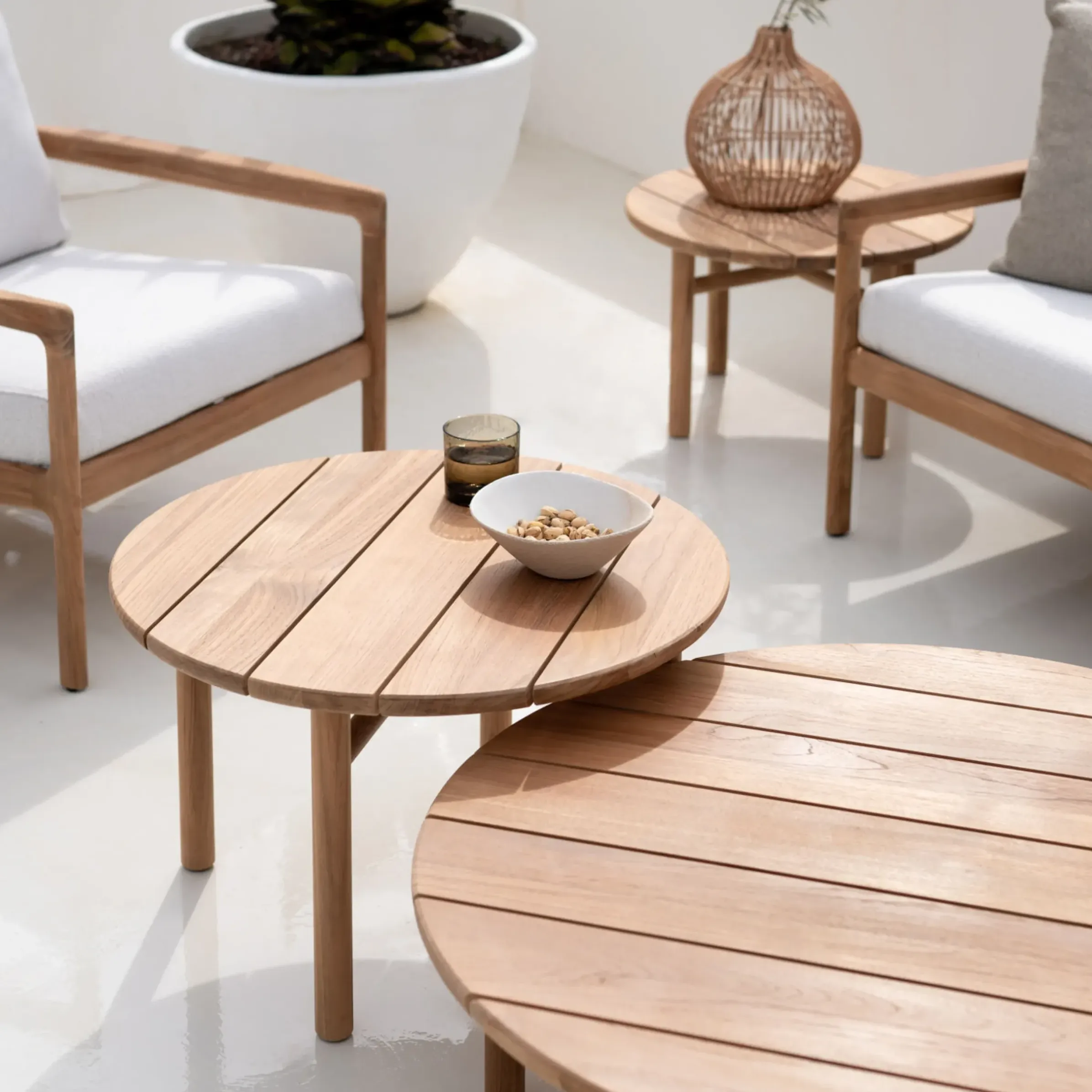 Table Basse Quatro Outdoor Bois Naturel / O 95 X H 35 Cm - - Ethnicraft