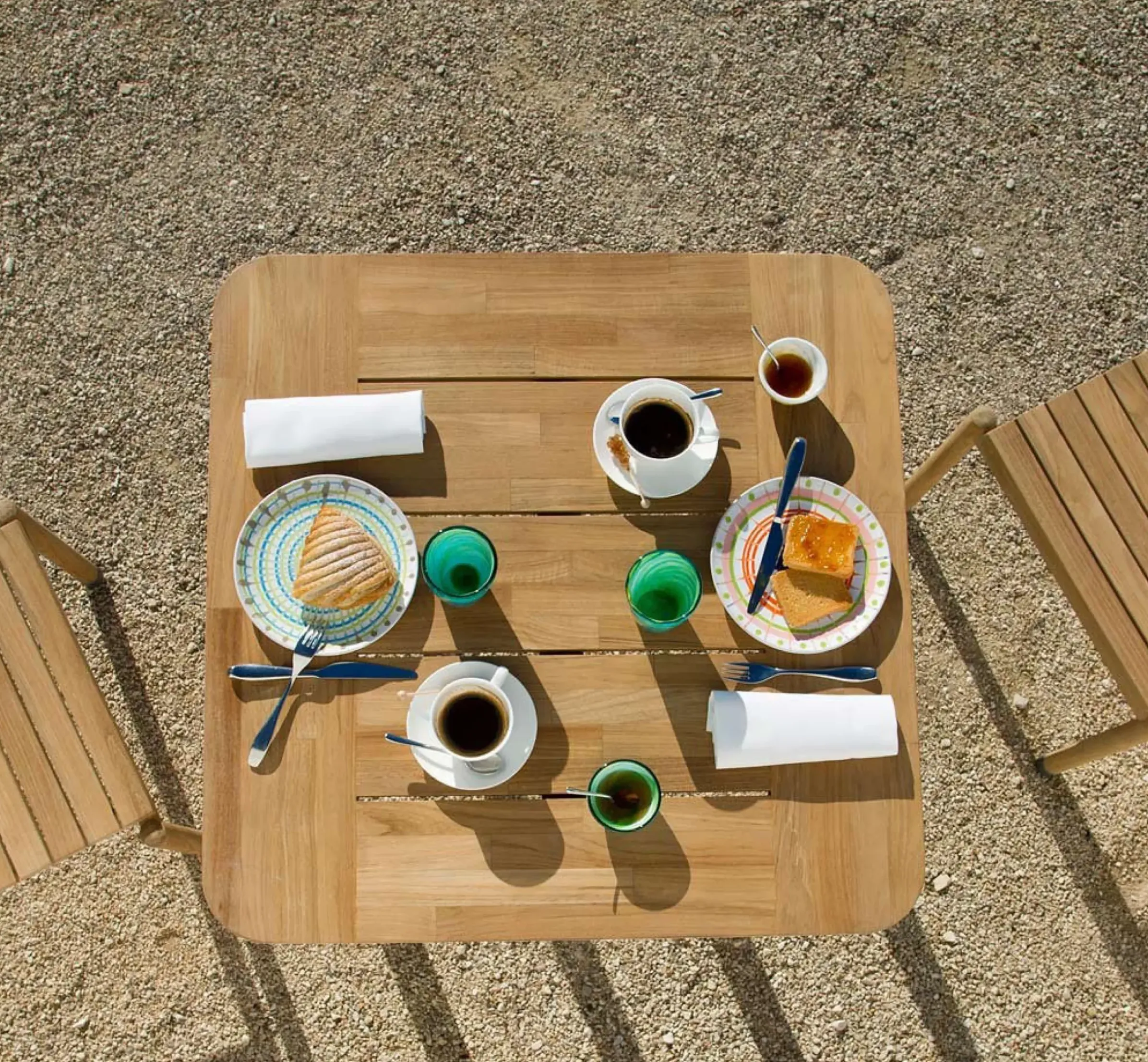 Table Carree Pevero Bois Naturel / 80 X 80 Cm - - Unopiu