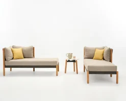 Table D'Appoint Lento Ceramique Blanc Bois Naturel / Ceramique Et Teck - O 45 X H 44 Cm - Vincent Sheppard
