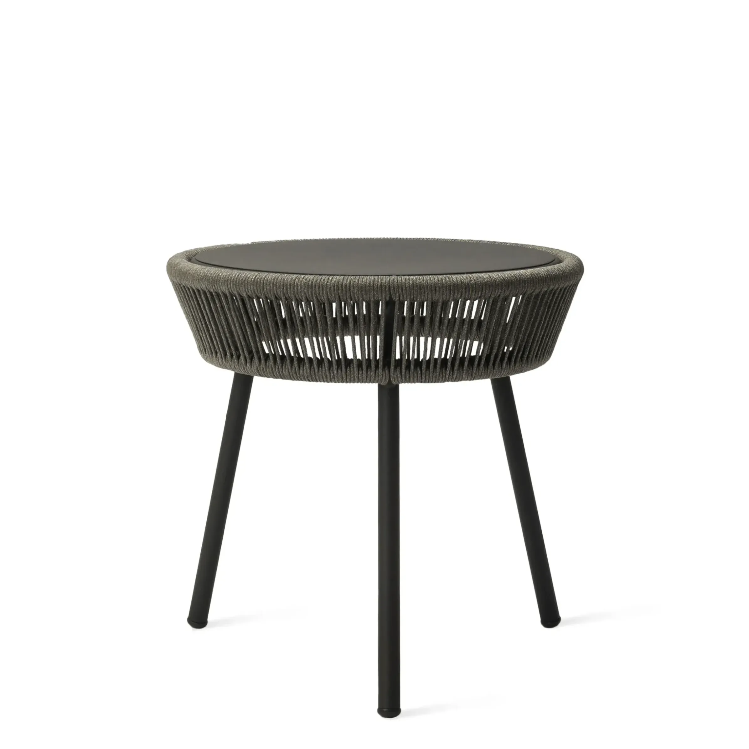 Table D'Appoint Loop Plastique Gris / Cordage Polyethylene Tisse Main - O 51 Cm - Vincent Sheppard