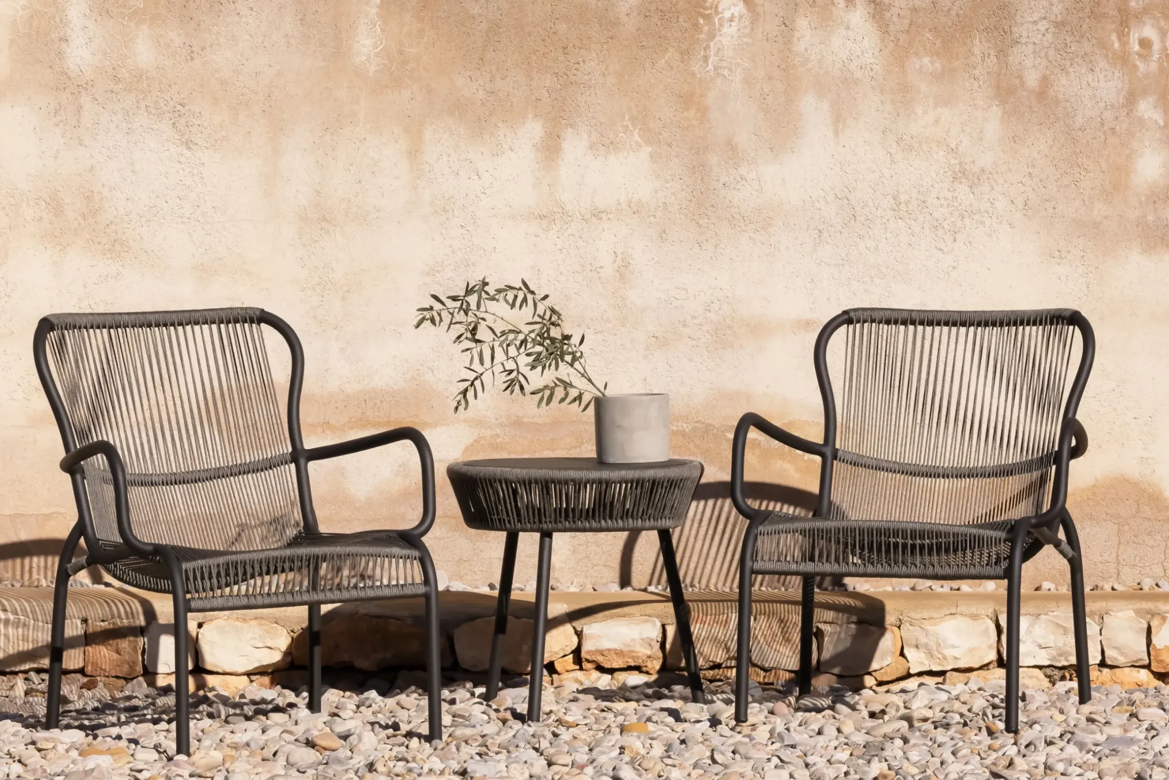 Table D'Appoint Loop Plastique Gris / Cordage Polyethylene Tisse Main - O 51 Cm - Vincent Sheppard