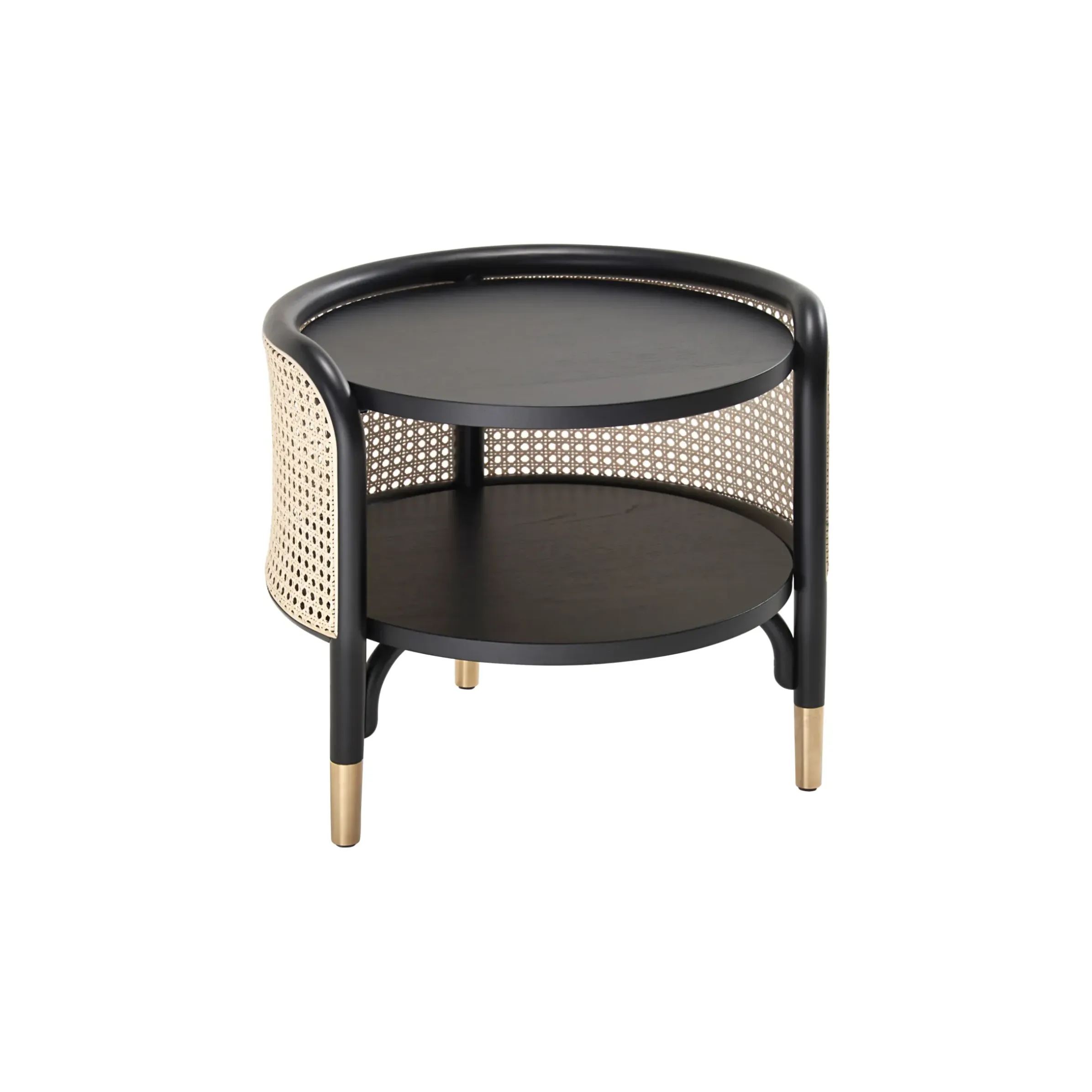 Table D'Appoint Mos Fibre Vegetale Bois Noir Beige / 50 X 47 Cm - Cannage & Bois - Wiener Gtv Design