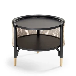 Table D'Appoint Mos Fibre Vegetale Bois Noir Beige / 50 X 47 Cm - Cannage & Bois - Wiener Gtv Design