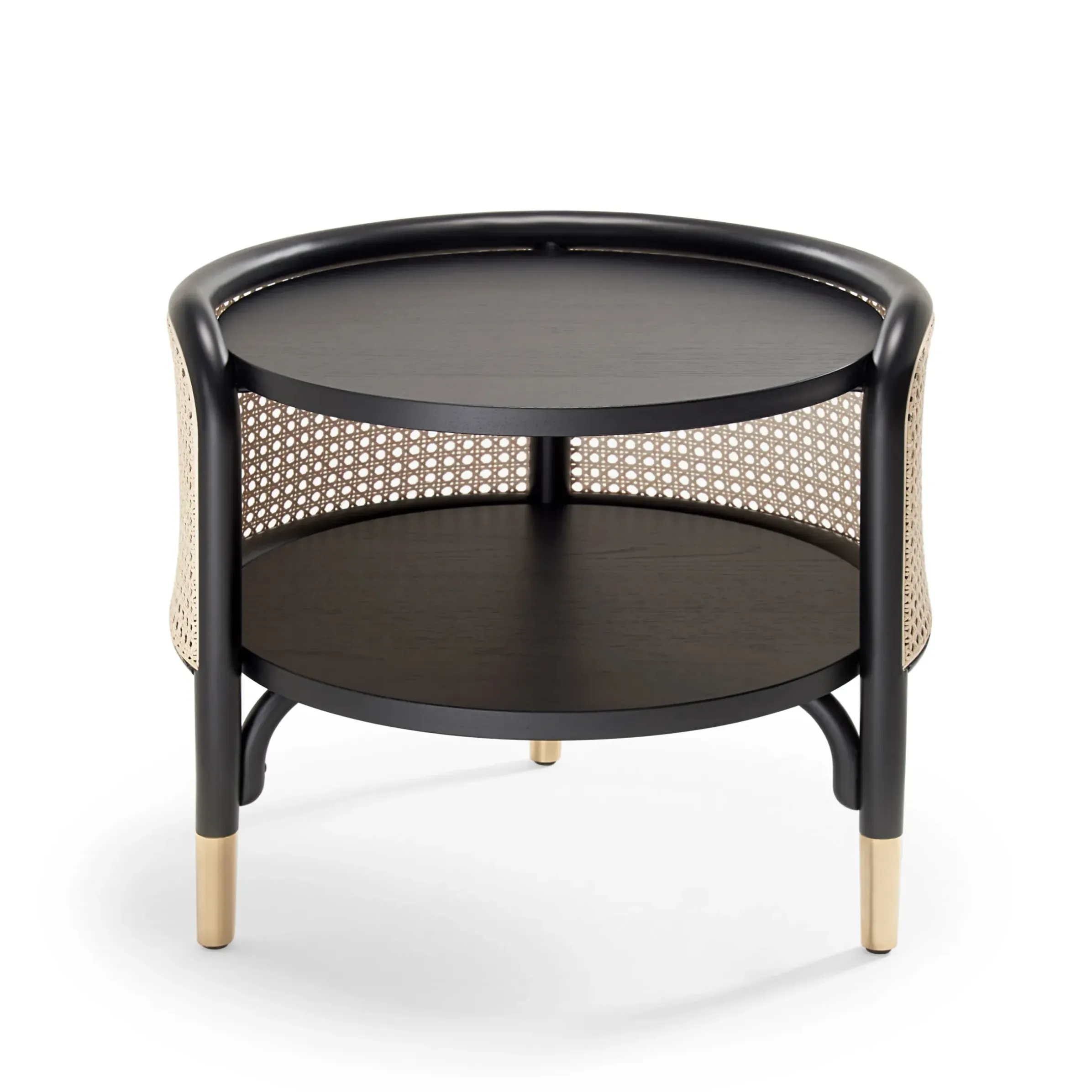 Table D'Appoint Mos Fibre Vegetale Bois Noir Beige / 50 X 47 Cm - Cannage & Bois - Wiener Gtv Design