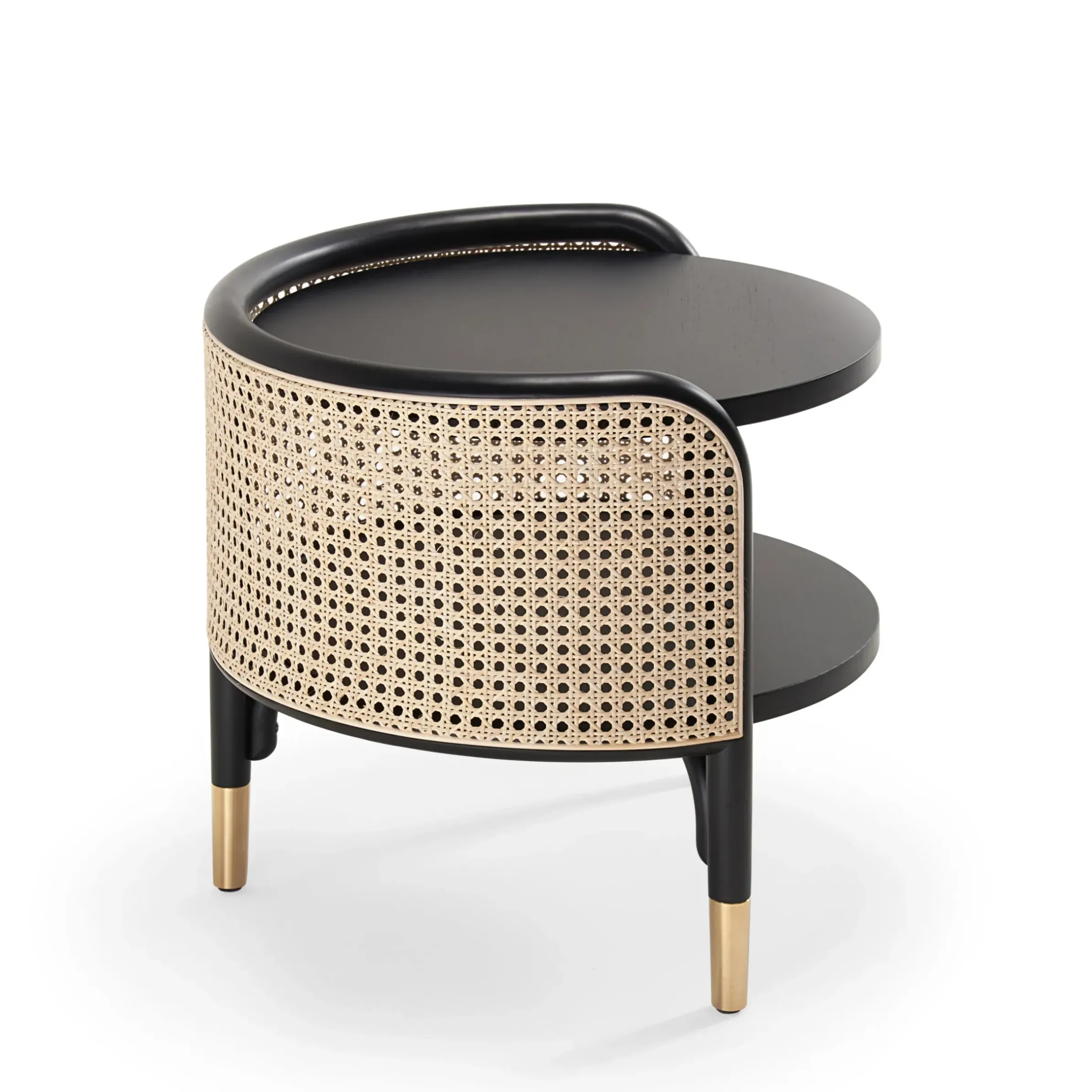 Table D'Appoint Mos Fibre Vegetale Bois Noir Beige / 50 X 47 Cm - Cannage & Bois - Wiener Gtv Design