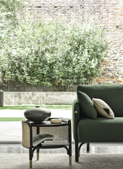 Table D'Appoint Mos Fibre Vegetale Bois Noir Beige / 50 X 47 Cm - Cannage & Bois - Wiener Gtv Design