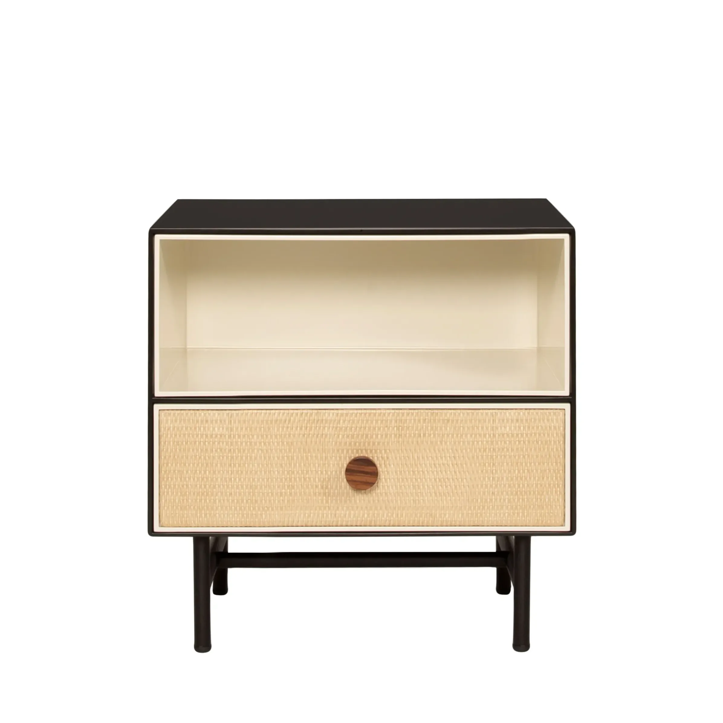 Table De Chevet Essence Bois Noir / Rotin - Maison Sarah Lavoine