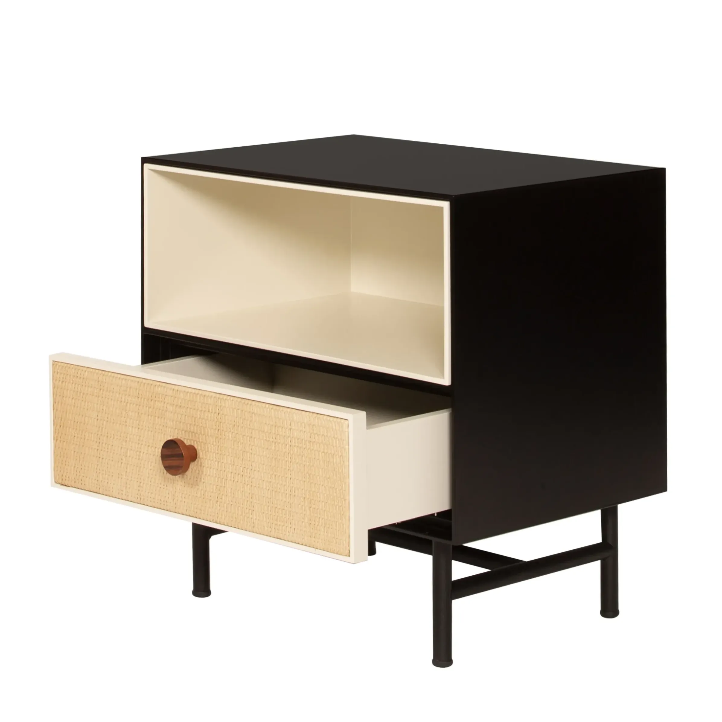 Table De Chevet Essence Bois Noir / Rotin - Maison Sarah Lavoine