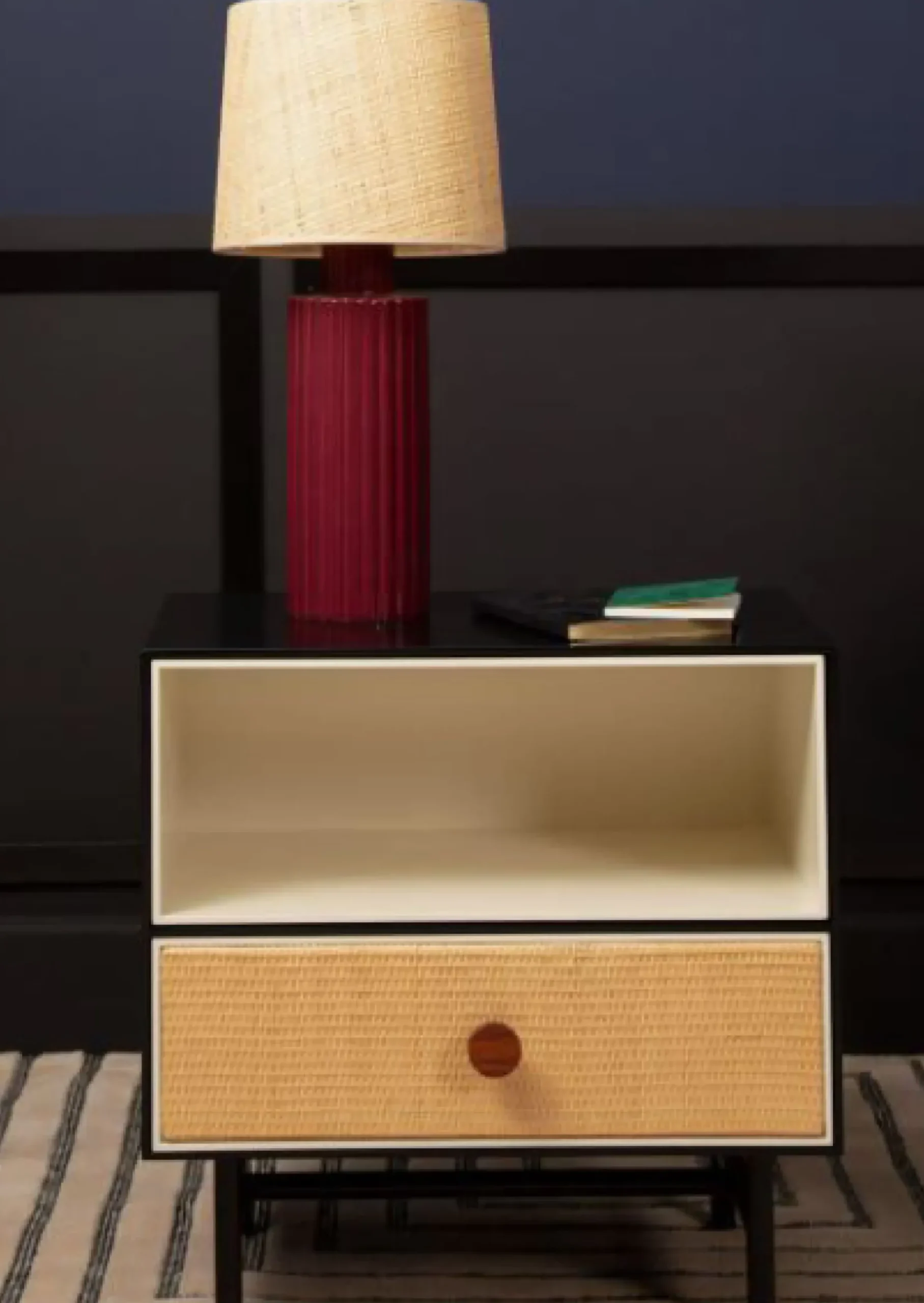 Table De Chevet Essence Bois Noir / Rotin - Maison Sarah Lavoine