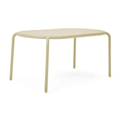 Table Ovale Toni Tavolo Metal Beige / 160 X 90 Cm - Trou Pour Parasol + Bougeoir Amovible - Fatboy