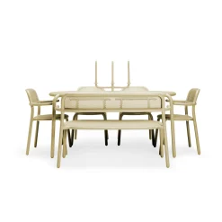 Table Ovale Toni Tavolo Metal Beige / 160 X 90 Cm - Trou Pour Parasol + Bougeoir Amovible - Fatboy