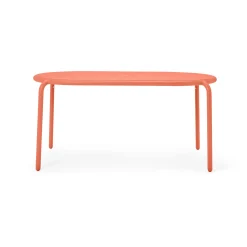 Table Ovale Toni Tavolo Metal Orange / 160 X 90 Cm - Trou Pour Parasol + Bougeoir Amovible - Fatboy