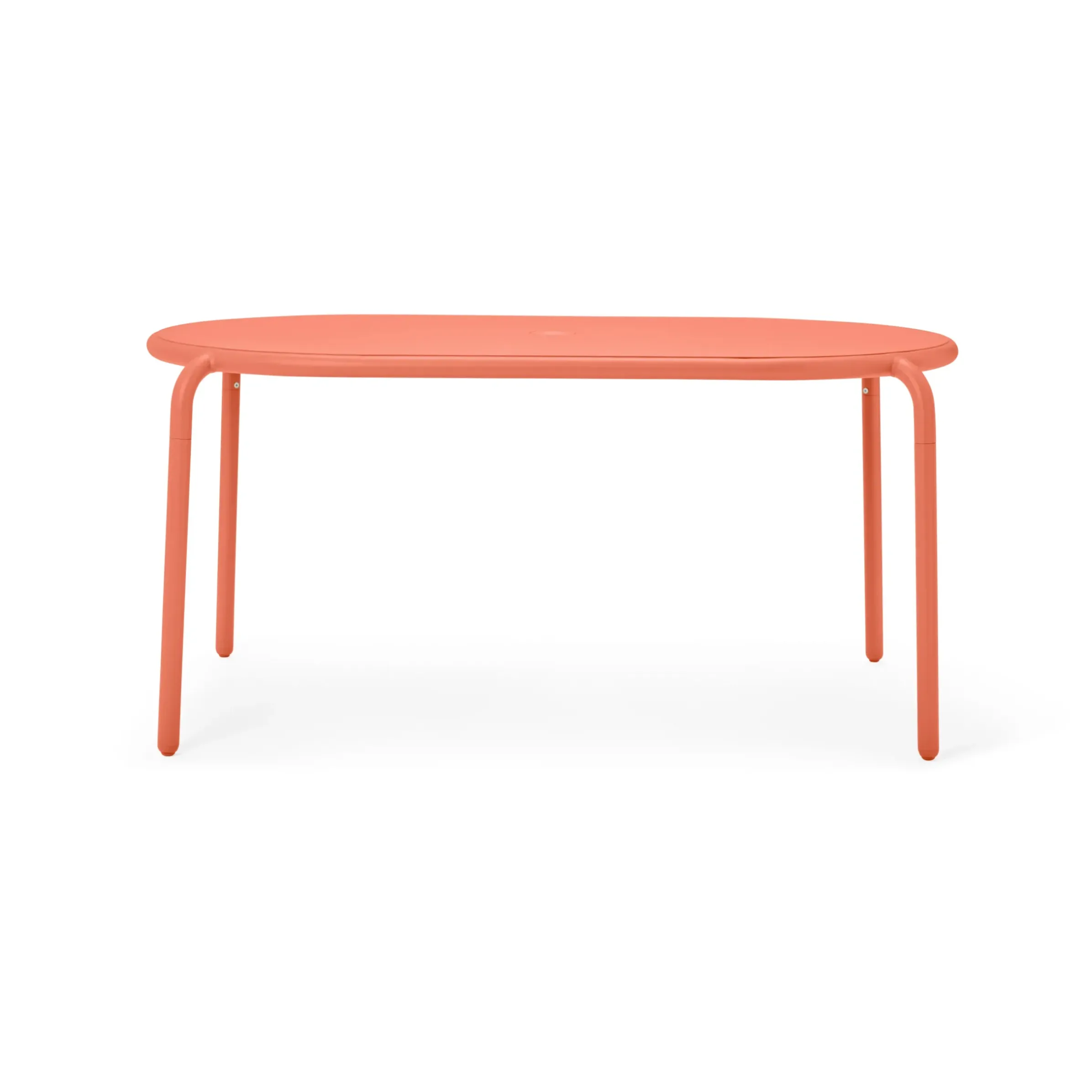 Table Ovale Toni Tavolo Metal Orange / 160 X 90 Cm - Trou Pour Parasol + Bougeoir Amovible - Fatboy