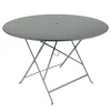 Table Pliante Bistro Metal Gris / O 117 Cm - 6/8 Personnes - Trou Parasol - Fermob