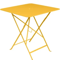 Table Pliante Bistro Metal Jaune / 71 X 71 Cm - 3/4 Personnes - Trou Parasol - Fermob