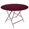 Table Pliante Bistro Metal Rouge / O 117 Cm - 6/8 Personnes - Trou Parasol - Fermob