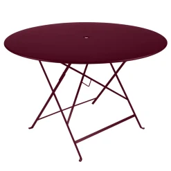 Table Pliante Bistro Metal Rouge / O 117 Cm - 6/8 Personnes - Trou Parasol - Fermob