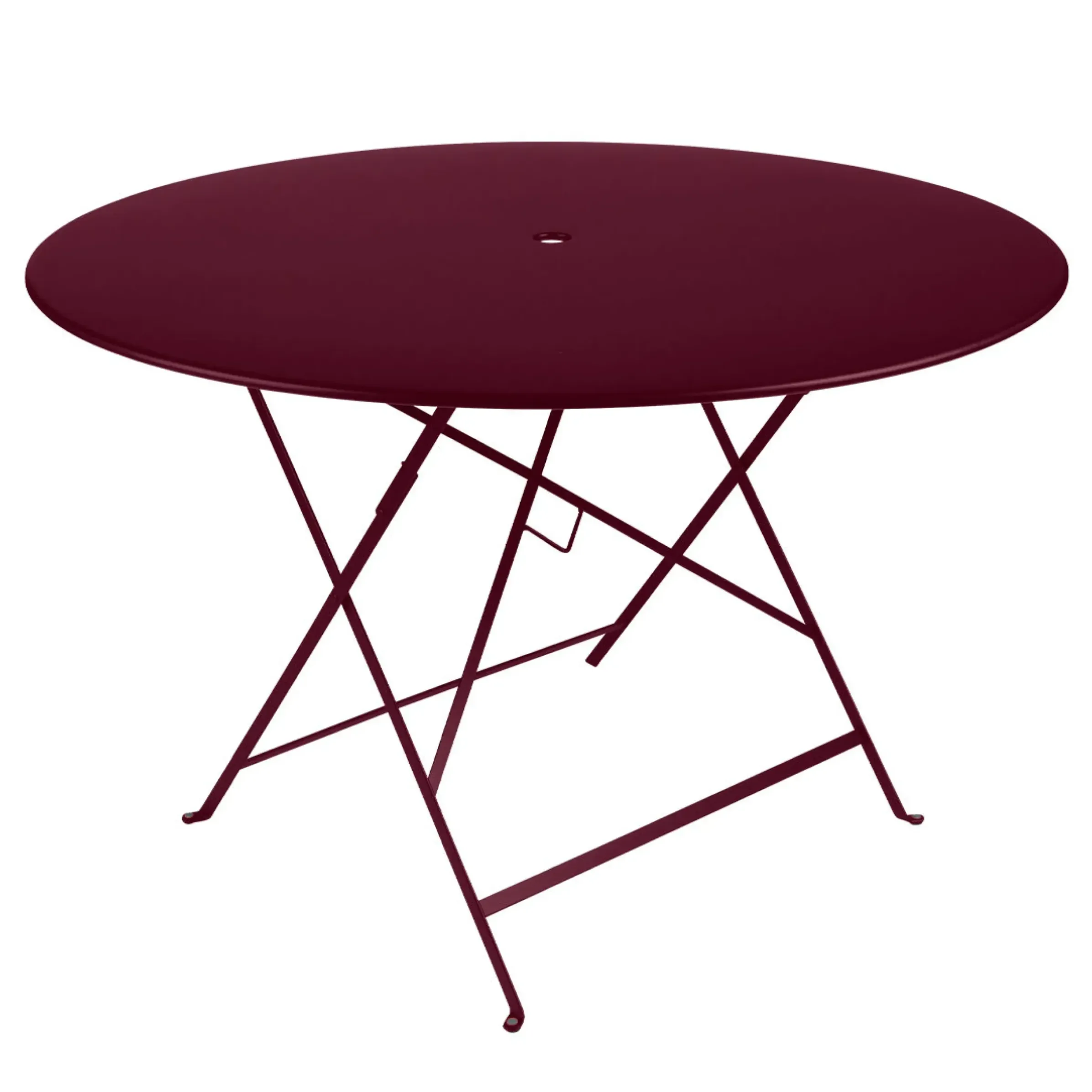 Table Pliante Bistro Metal Rouge / O 117 Cm - 6/8 Personnes - Trou Parasol - Fermob