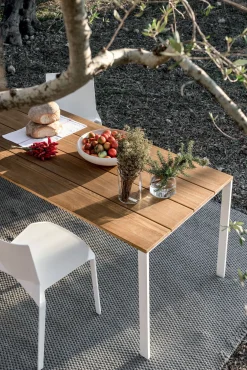 Table Rectangulaire Be-Easy Metal Blanc Bois Naturel / Teck - 200 X 79 Cm - Kristalia