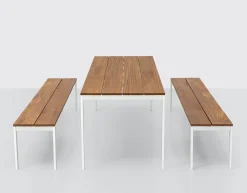 Table Rectangulaire Be-Easy Metal Blanc Bois Naturel / Teck - 200 X 79 Cm - Kristalia