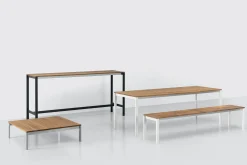 Table Rectangulaire Be-Easy Metal Blanc Bois Naturel / Teck - 200 X 79 Cm - Kristalia