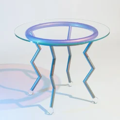Table Ronde Medusa - Night Tales Verre Transparent / By Masanori Umeda, 1982-2020 - Edition Limitee - Memphis Milano