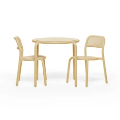 Table Ronde Toni Bistreau Metal Beige / O 80 Cm - Trou Pour Parasol + Bougeoir Amovible - Fatboy
