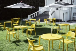 Table Ronde Toni Bistreau Metal Vert / O 80 Cm - Trou Pour Parasol + Bougeoir Amovible - Fatboy