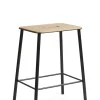 Tabouret Adam Metal Noir Bois Naturel / H 50 Cm - Indoor - Frama