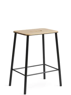 Tabouret Adam Metal Noir Bois Naturel / H 50 Cm - Indoor - Frama