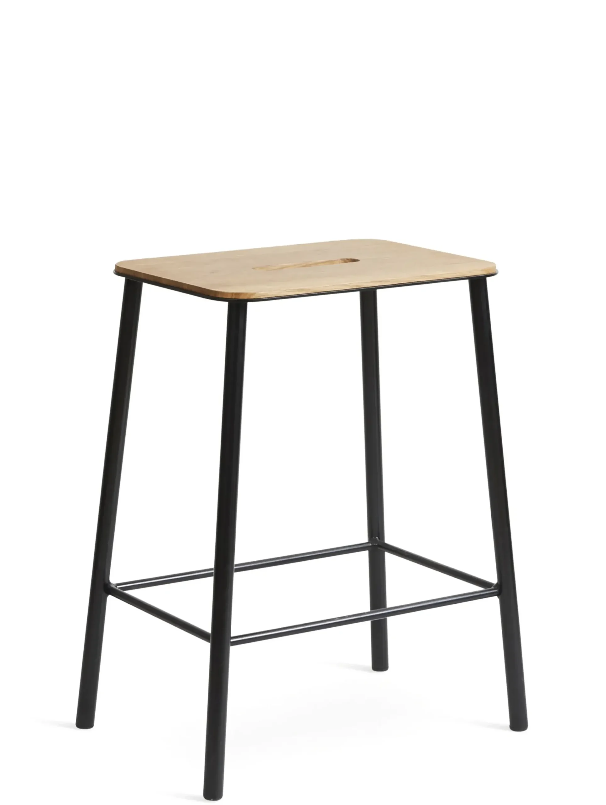 Tabouret Adam Metal Noir Bois Naturel / H 50 Cm - Indoor - Frama