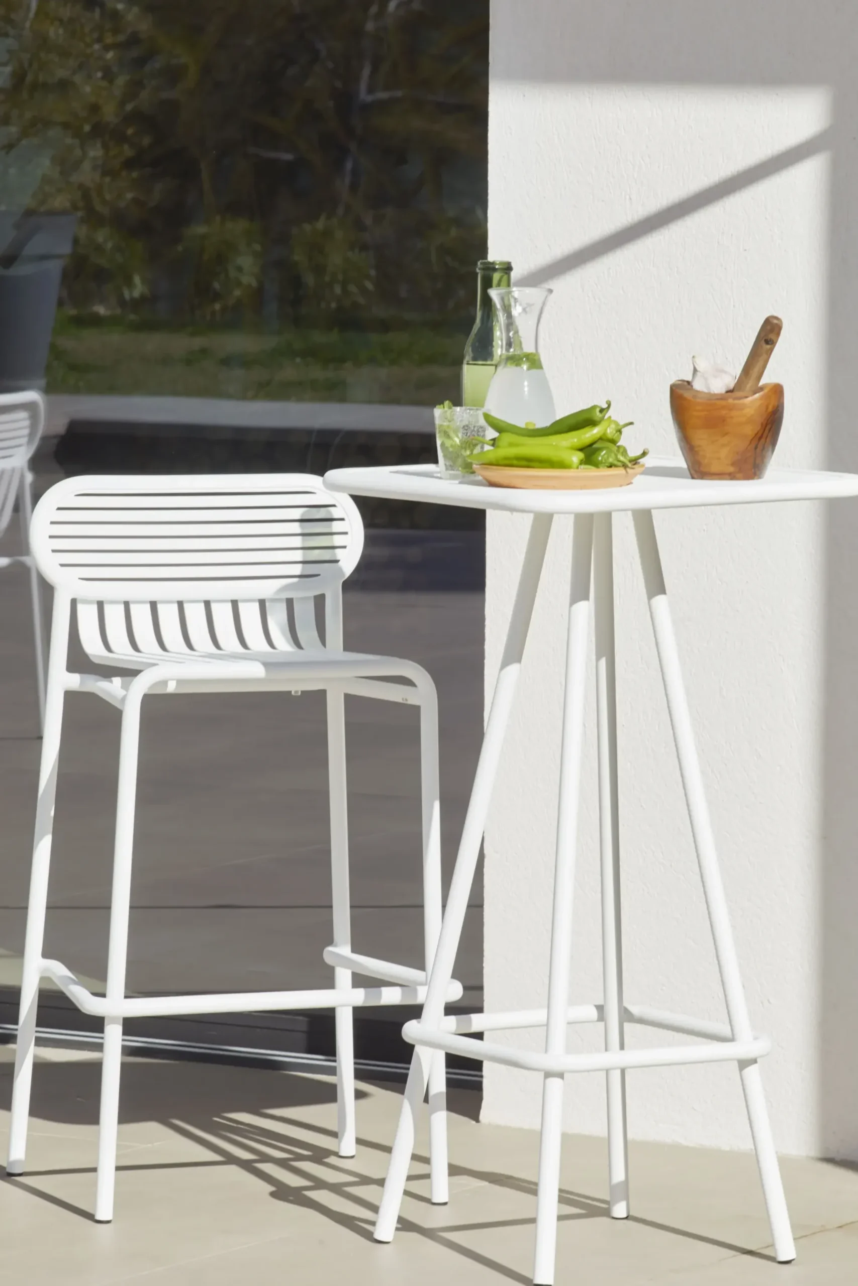 Tabouret De Bar Empilable Week-End Metal Marron / Aluminium - H 80 Cm - Petite Friture