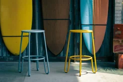 Tabouret De Bar Huggy Metal Jaune / H 65 Cm - Aluminium - Maiori