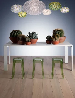 Tabouret Empilable Charles Ghost Plastique Bleu / H 46 Cm - Polycarbonate - Kartell