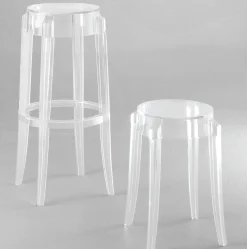 Tabouret Empilable Charles Ghost Plastique Transparent H 46 Cm / Plastique - Kartell