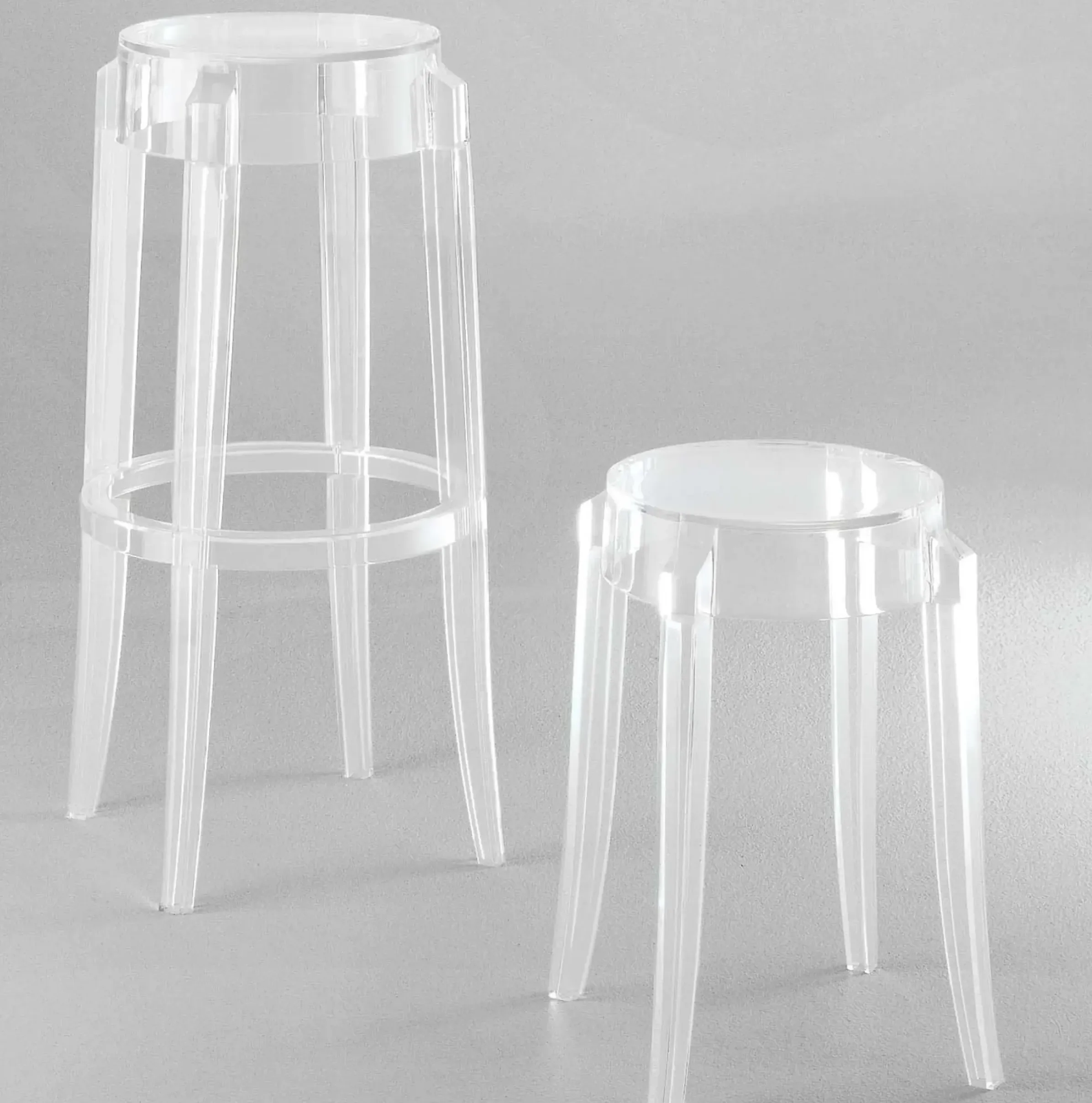 Tabouret Empilable Charles Ghost Plastique Transparent H 46 Cm / Plastique - Kartell