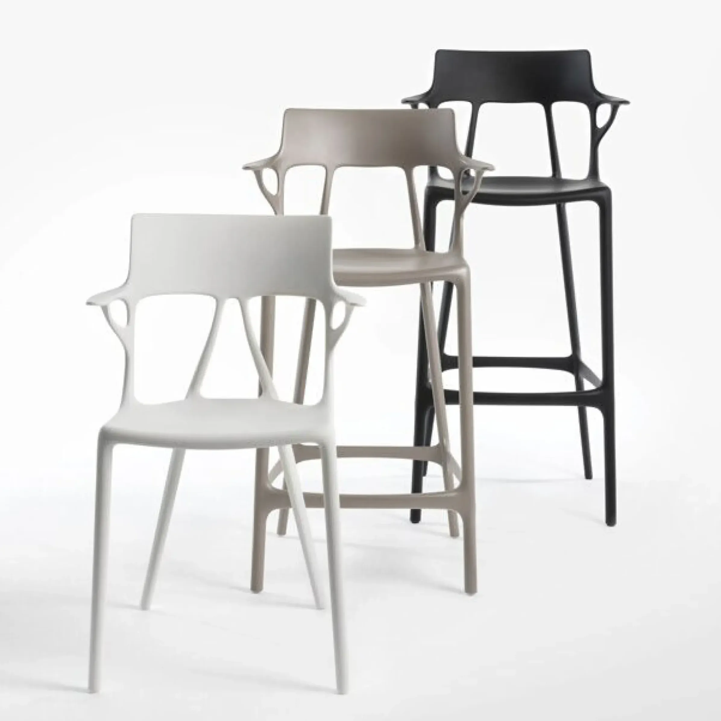 Tabouret Haut A.I Plastique/ 75 Cm - Concu Par Intelligence Artificielle - Recycle - Kartell