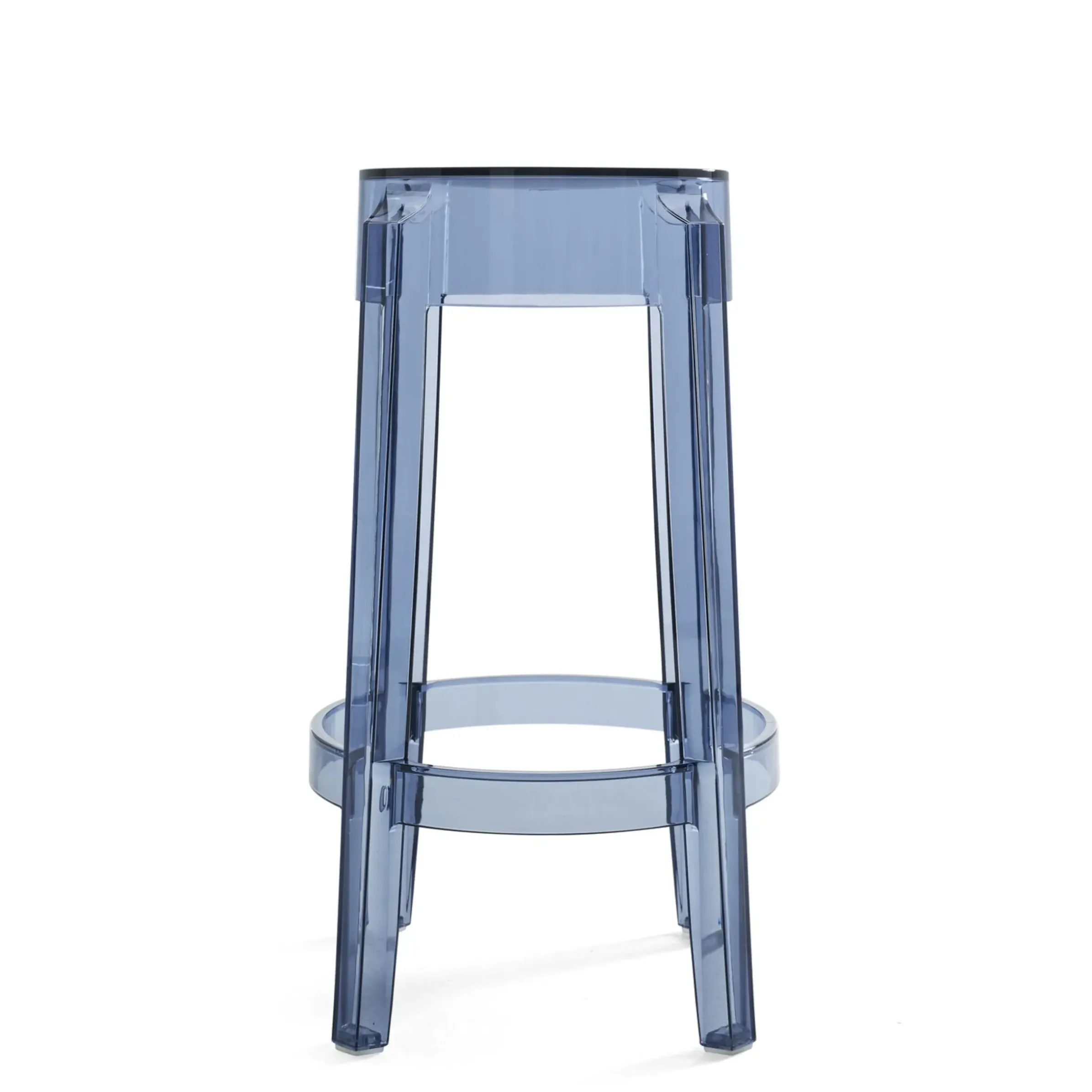 Tabouret Haut Empilable Charles Ghost Plastique Bleu / H 65 Cm - Kartell