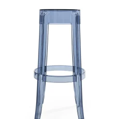 Tabouret Haut Empilable Charles Ghost Plastique Bleu / H 75 Cm - Kartell