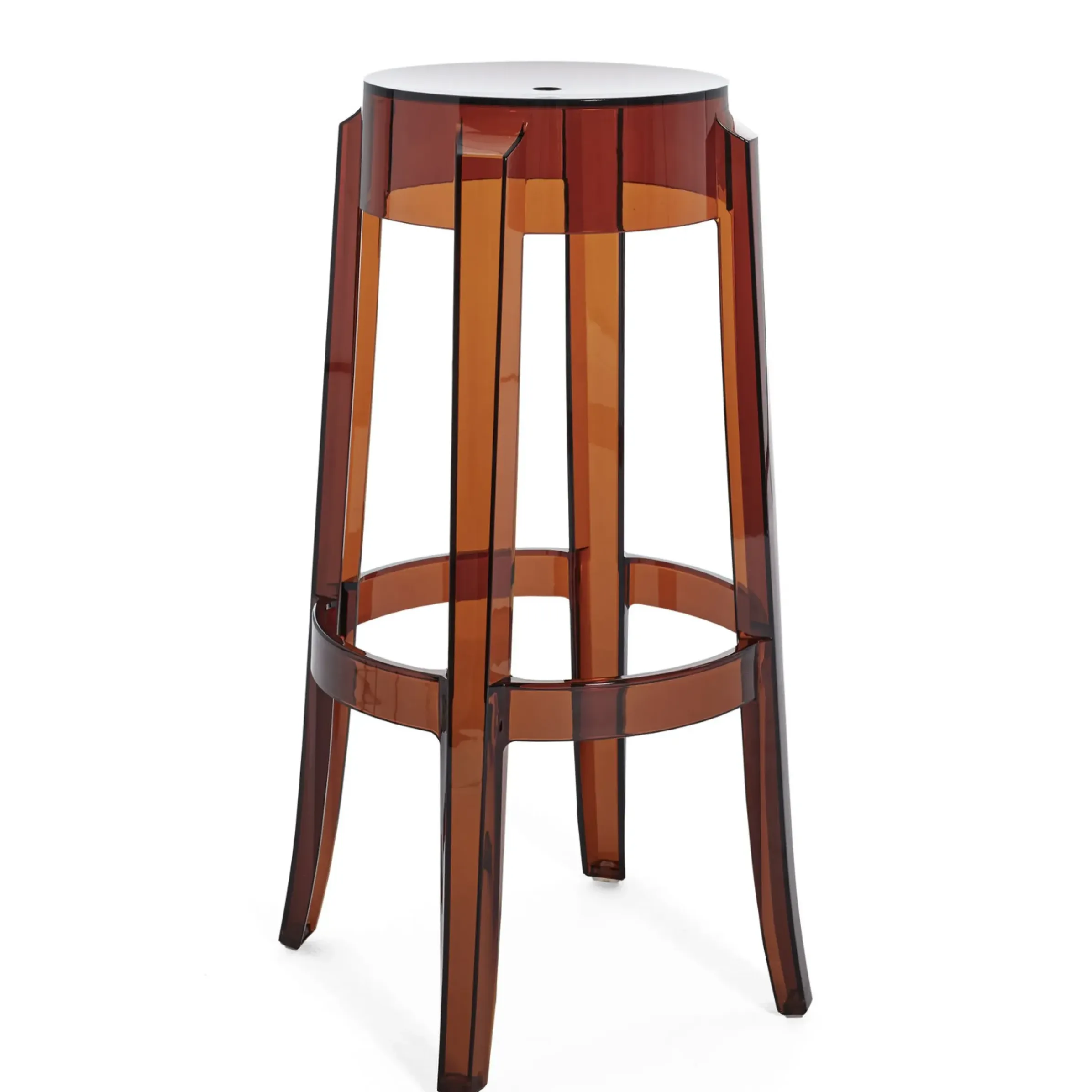 Tabouret Haut Empilable Charles Ghost Plastique Orange Marron / H 75 Cm - Kartell