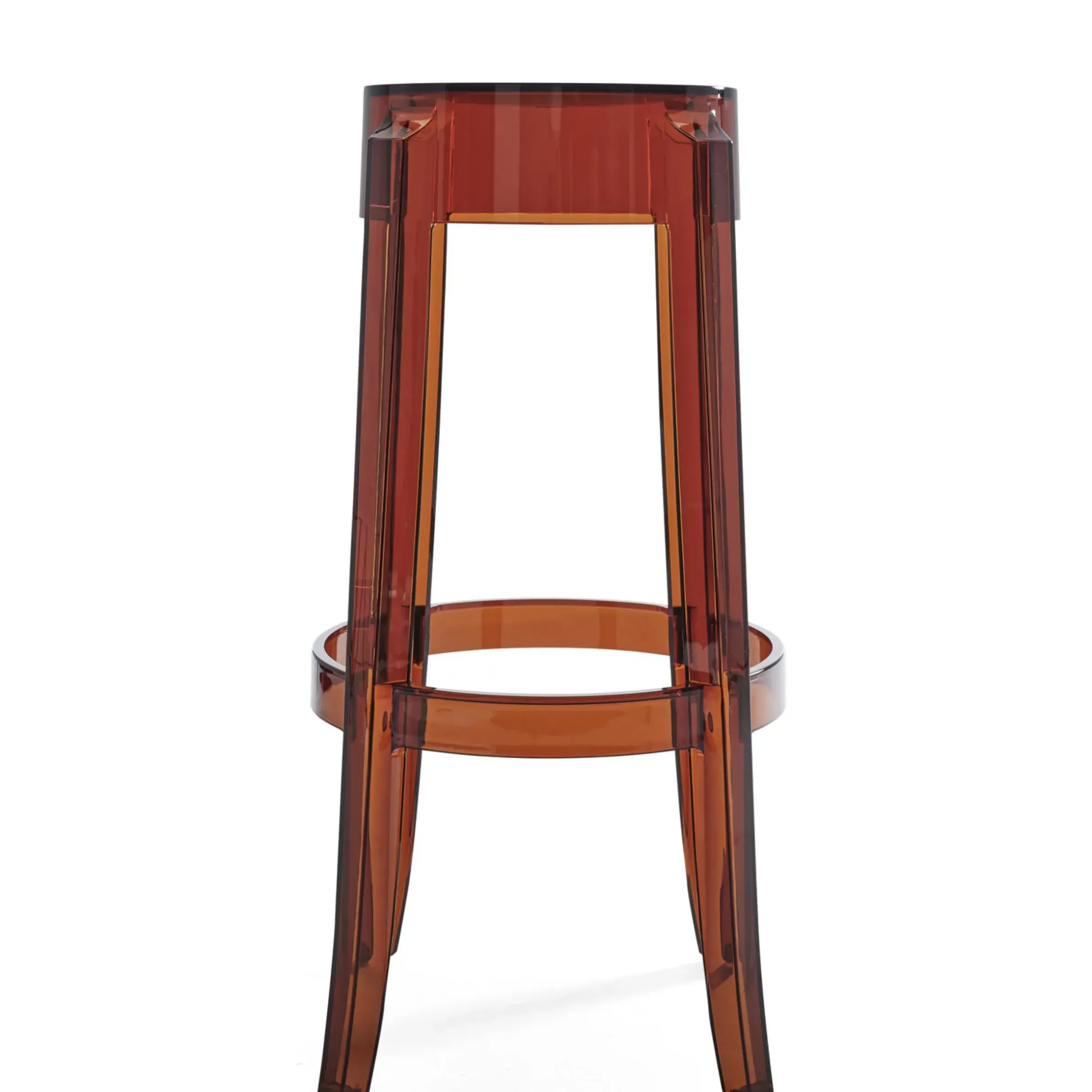Tabouret Haut Empilable Charles Ghost Plastique Orange Marron / H 75 Cm - Kartell