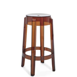 Tabouret Haut Empilable Charles Ghost Plastique Orange Marron / H 65 Cm - Kartell