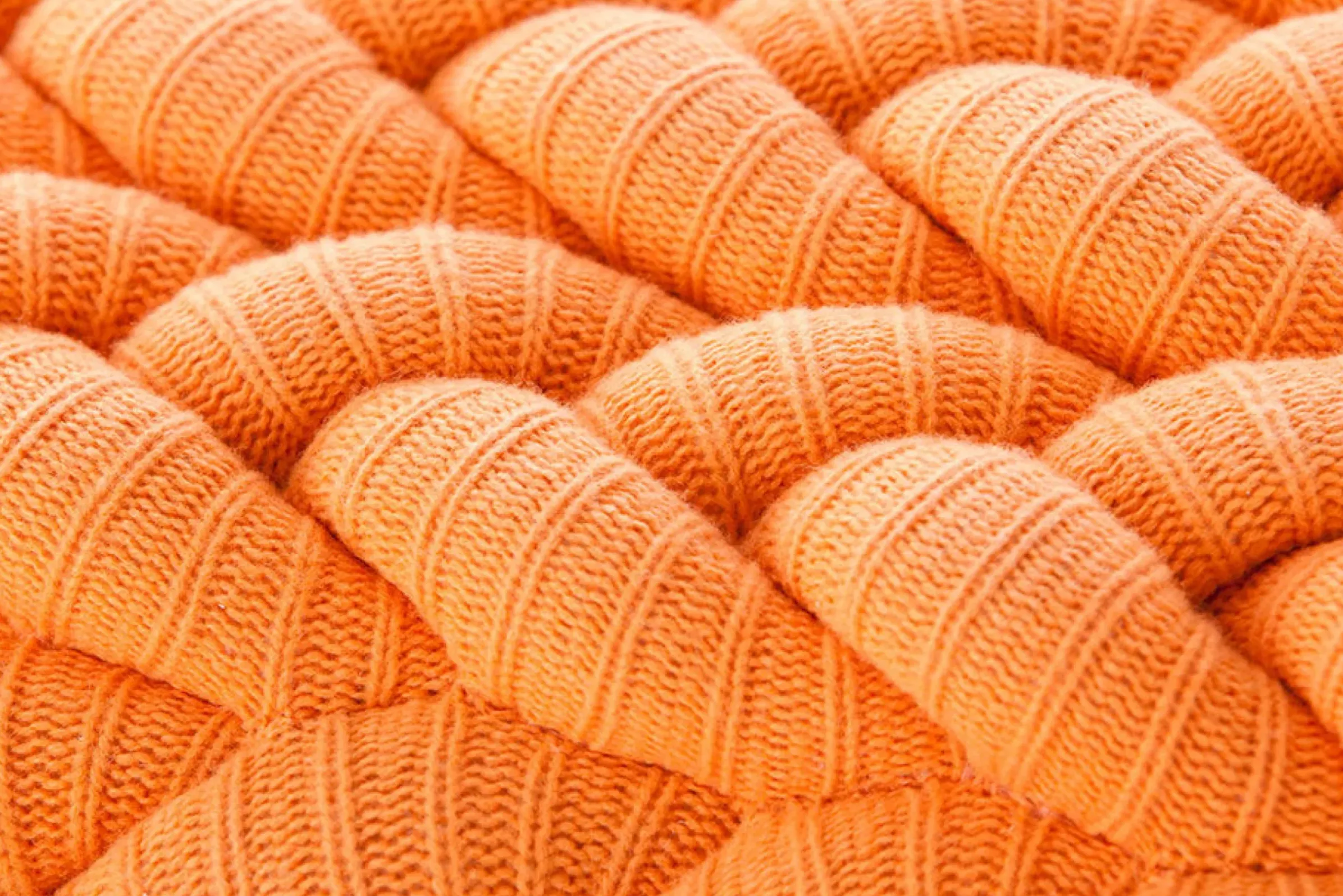 Tabouret Knitted Tissu Orange Bois Naturel 45 X 35 Cm - Gan