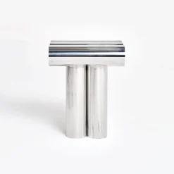 Tabouret Septem Gris Argent Metal / Tubes Aluminium - Axel Chay
