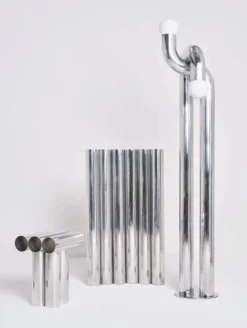 Tabouret Septem Gris Argent Metal / Tubes Aluminium - Axel Chay