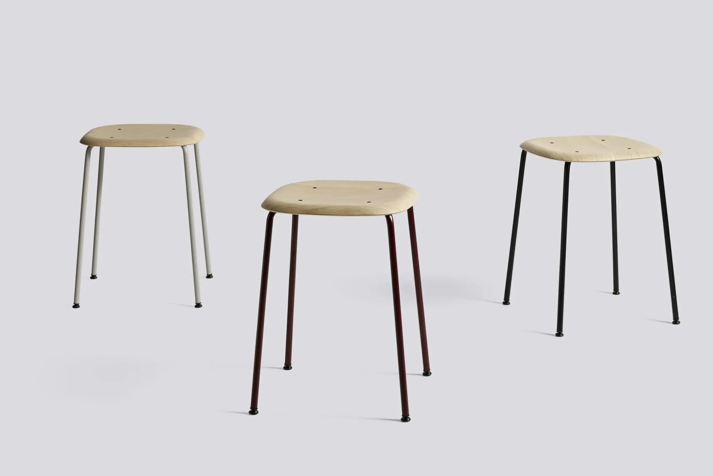 Tabouret Soft Edge 70 Metal Noir Bois Naturel / H 47 Cm - Bois - Hay
