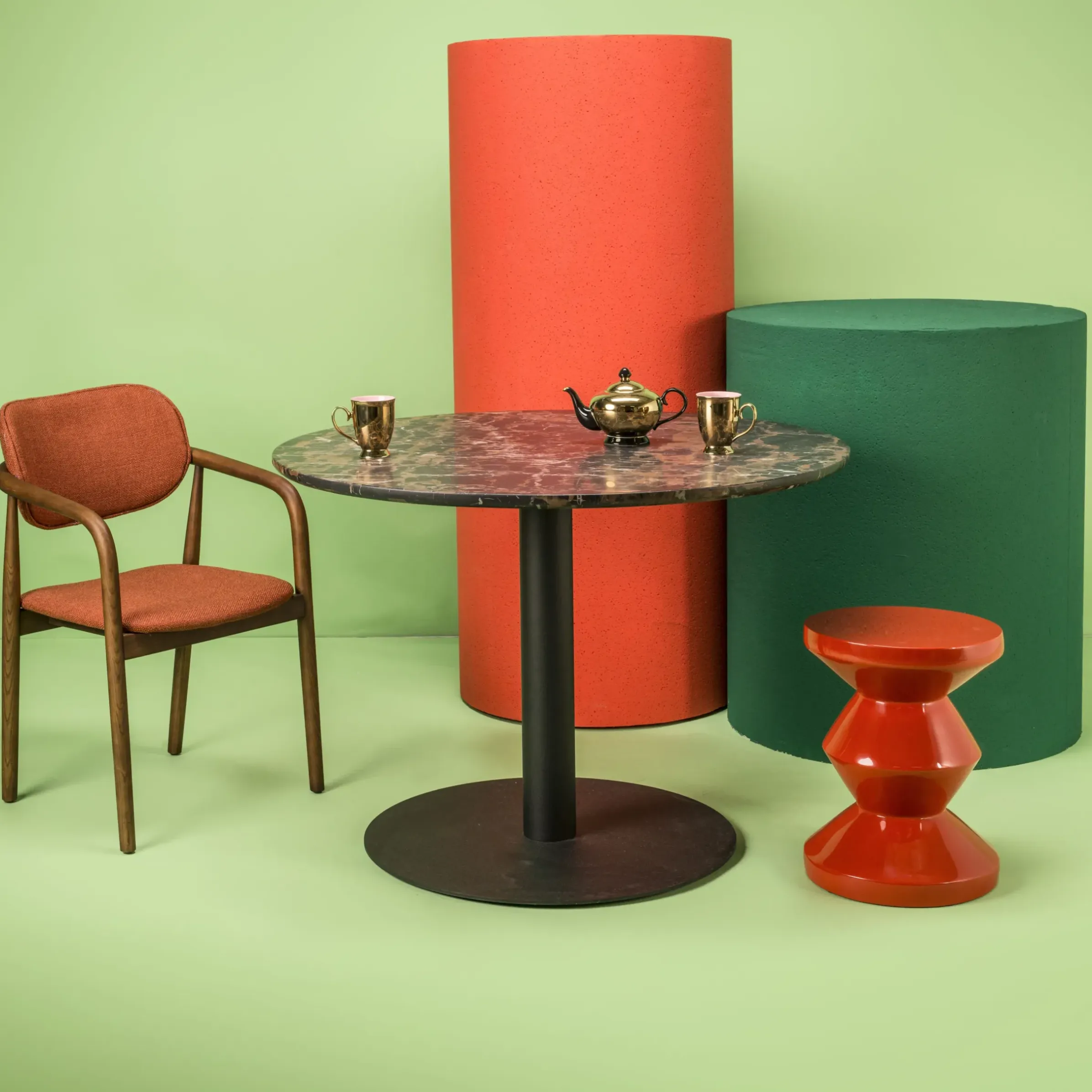 Tabouret Zig Zag Plastique Rouge Orange / Plastique Laque - Pols Potten