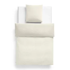Taie D'Oreiller 65 X 65 Cm Duo Tissu Blanc Beige / Coton Oeko-Tex - Hay