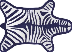 Tapis De Bain Zebra Blanc Bleu / Reversible - 112 X 79 Cm - Jonathan Adler